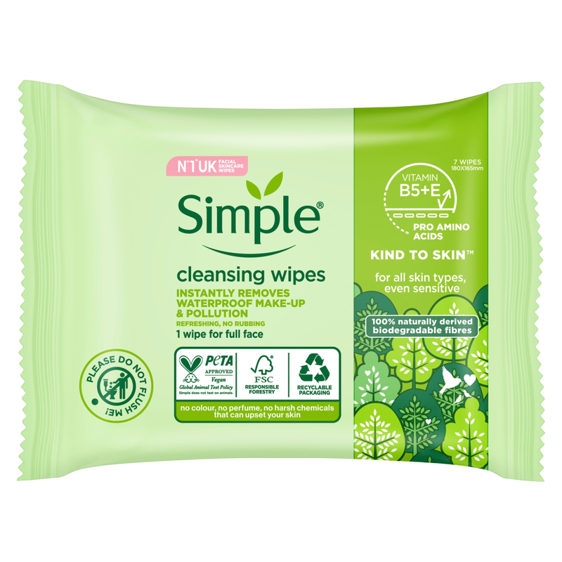 Kind to Skin Facial Wipes Cleansing 7 wipes