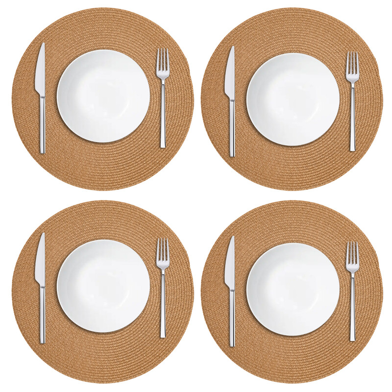 Placemats Woven Round Gold 4pcs