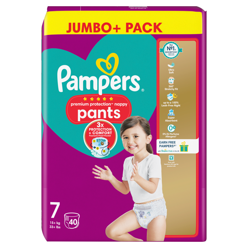 Premium Protection Nappy Pants Size 7 40 Pack Jumbo+ Pack
