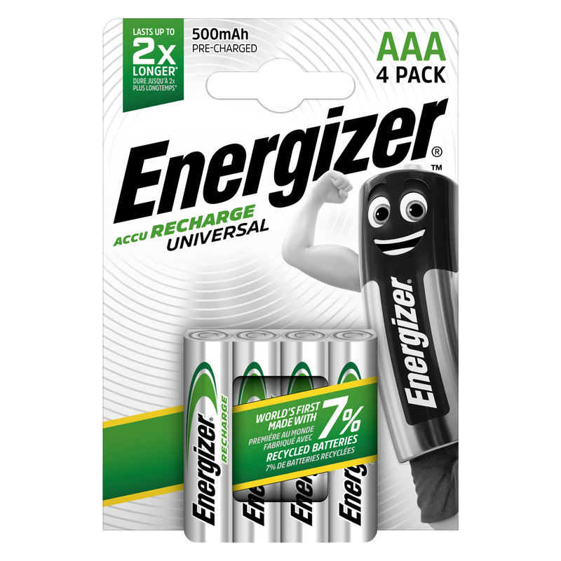 AAA 500mAh Recharge Universal Batteries – Pack of 4