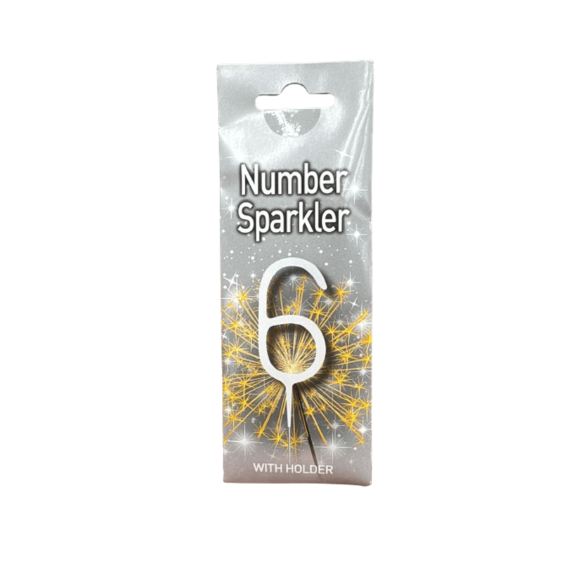 Cake Candle Sparkler Number 6 Silver