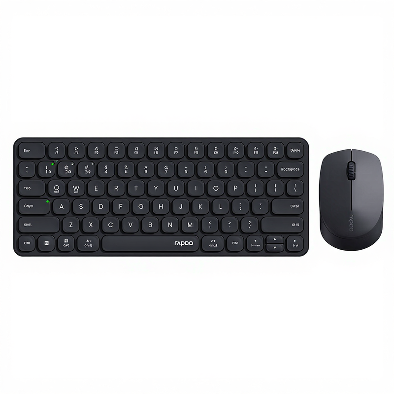 Rapoo 9010 M Multi-Device Toetsenbord- en Muiscombinatie, 2,4 GHz/Bluetooth 5.0/4.0 Draadloze Toetsenbord- en Muisset voor Windows/Mac/Linux/Chrome, ondersteuning voor 4 apparaten, stille klik met laag profiel, op batterijen - zwart