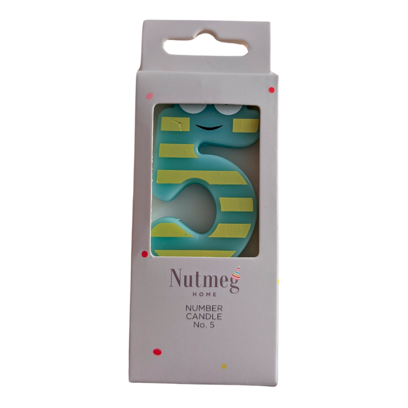 Cake Candle Animal Number 5 Aqua