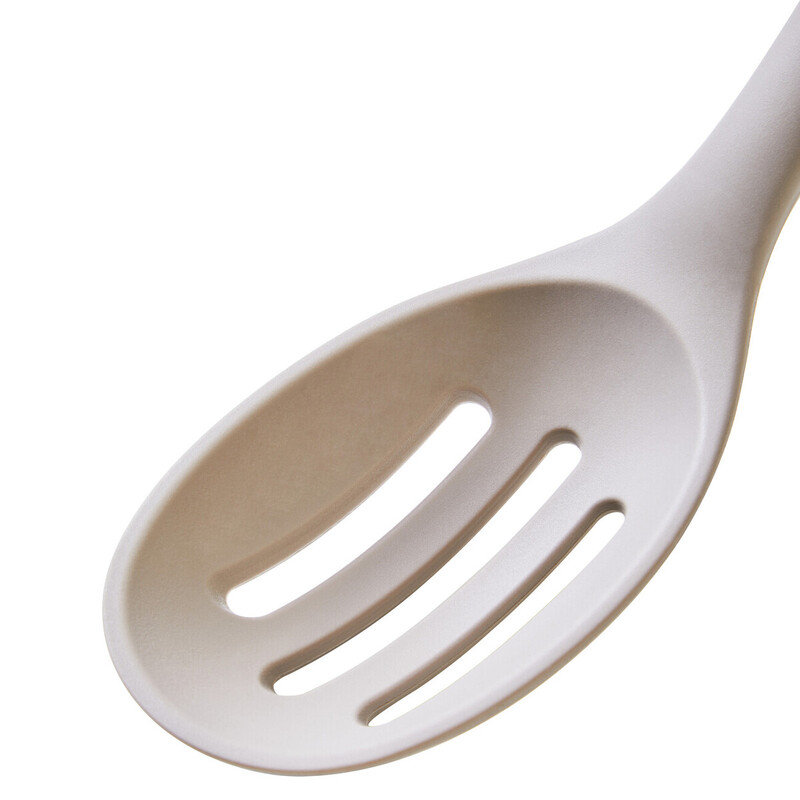 Stone Grey Silicone Head Slotted Spoon