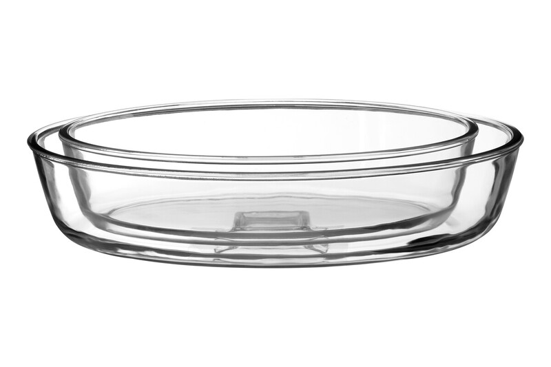 Set Of Two Oval Glass Oven Dishes
