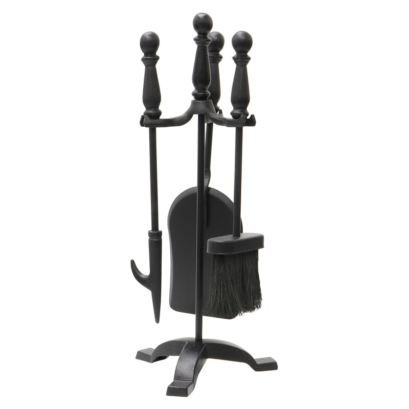 Jvl Black Colchester Contemporary Fireside Companion Set –