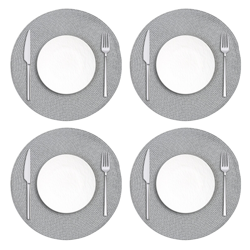 Placemats Woven Round Silver 4pcs