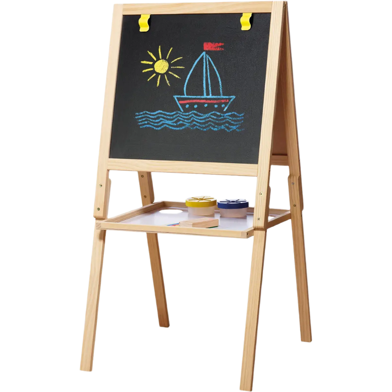 2 in 1 Blackboard & Whiteboard Wooden Easel