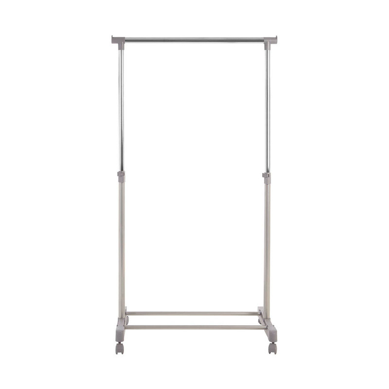 Grey and Chrome Finish Clothes Hanging Rail With Wheels