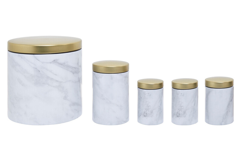 5 Piece Kitchen Storage Set in Marble Effect