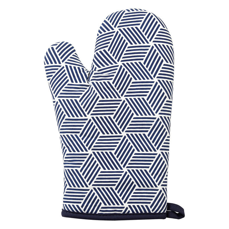 Oven Glove Modern Retro Navy/White
