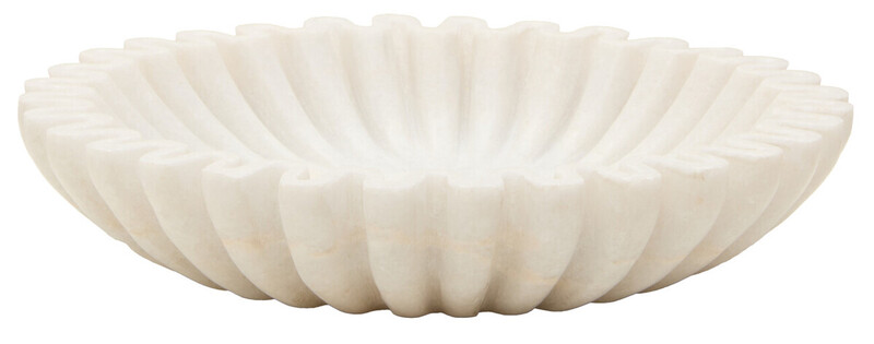 Decorative Bowl Savio Fluted Marble White Small