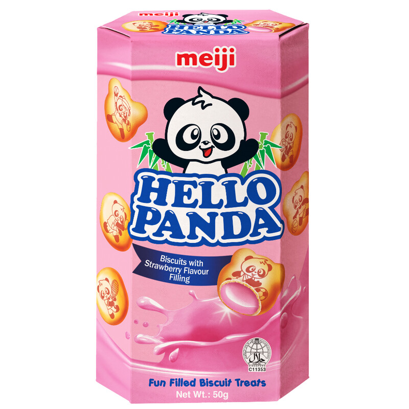 Meiji Cream Hello Panda Biscuits With Strawberry Flavoured Filling 50G