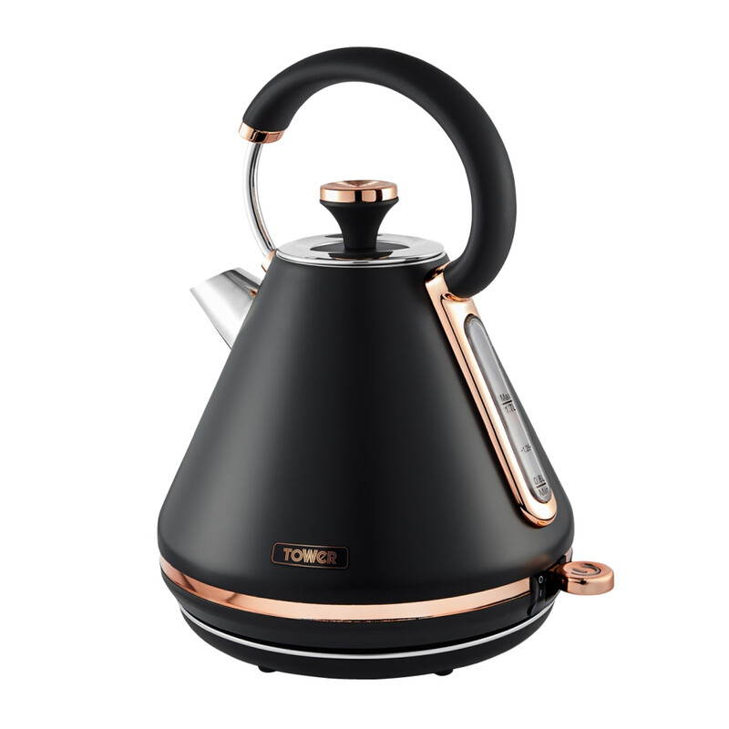 Cavaletto Pyramid Kettle, Retro, Fast Boil, 1.7L, Black and Rose Gold - T10044RG