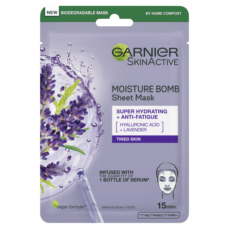Moisture Bomb Lavender Hydrating Face Sheet Mask Fatigued Skin 28g