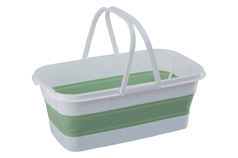Collapsible Laundry Basket in Green and White