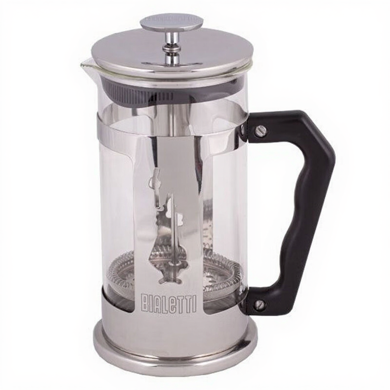 Bialetti Kaffeepresse Preziosa, French Press Filter für Kaffee oder Tee, Gehäuse aus Edelstahl und Behälter aus Borosilikatglas, spülmaschinenfest, 1 Liter, 8 Tassen, Silber
