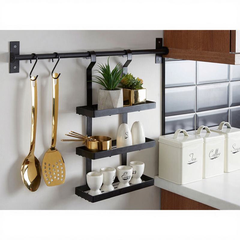 Matt Black Three Level Hanging Rack