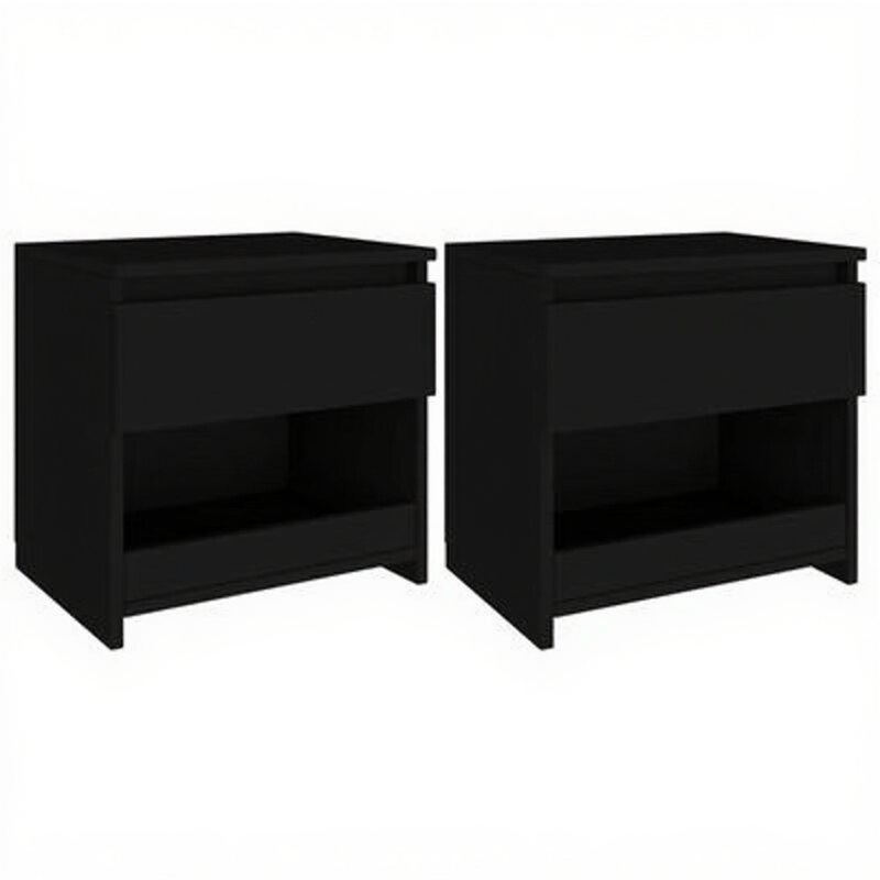 vidaXL Nachttische 2 Stück. 40 × 30 × 39 cm Holz Schwarz