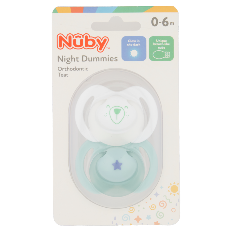 Nûby Night Dummies Orthodontic Teat 0-6 Months 2 Pack