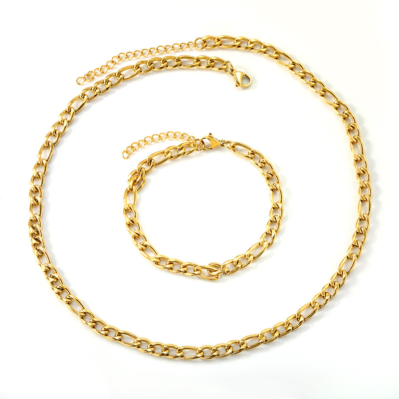 Delicate Twisted Rope Chain Jewelry Set, Bracelet & Choker Necklace Duo, 18K Gold PVD