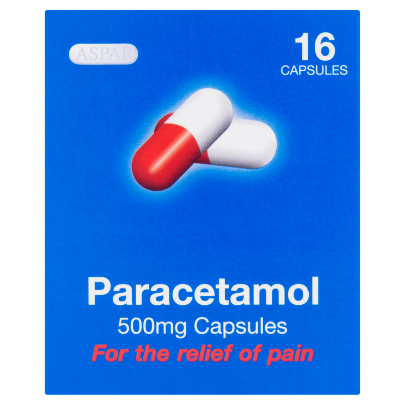 Paracetamol Pain Relief Capsules 500 mg - 16 Capsules