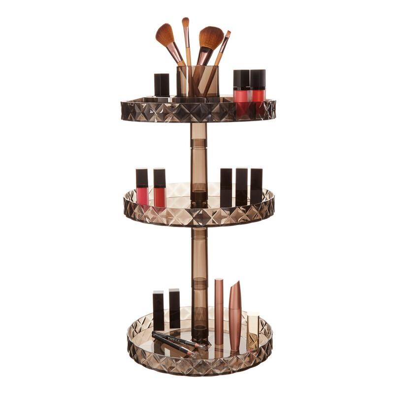 Maison By Premier Black Beauty Three Tier Revolving Cosmetic Organiser
