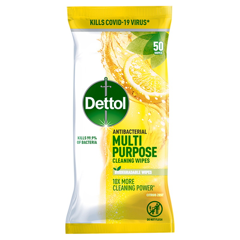 Antibacterial Multipurpose Cleaning Wipes Citrus Zest 50 Wipes