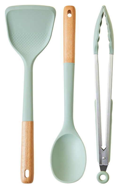 Sage Green Silicone Head 3 Piece Kitchen Tool Set