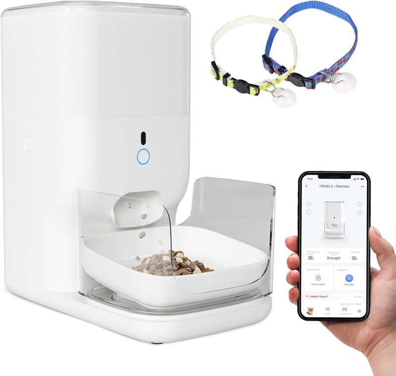FRESH 2 LUXCATLINK-F04 Smart Pet Feeder, White, Tracks Feeding Habits & Generates Hea