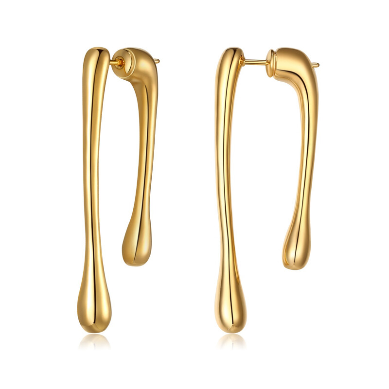 Gold Plated Drop Earrings Double Sided