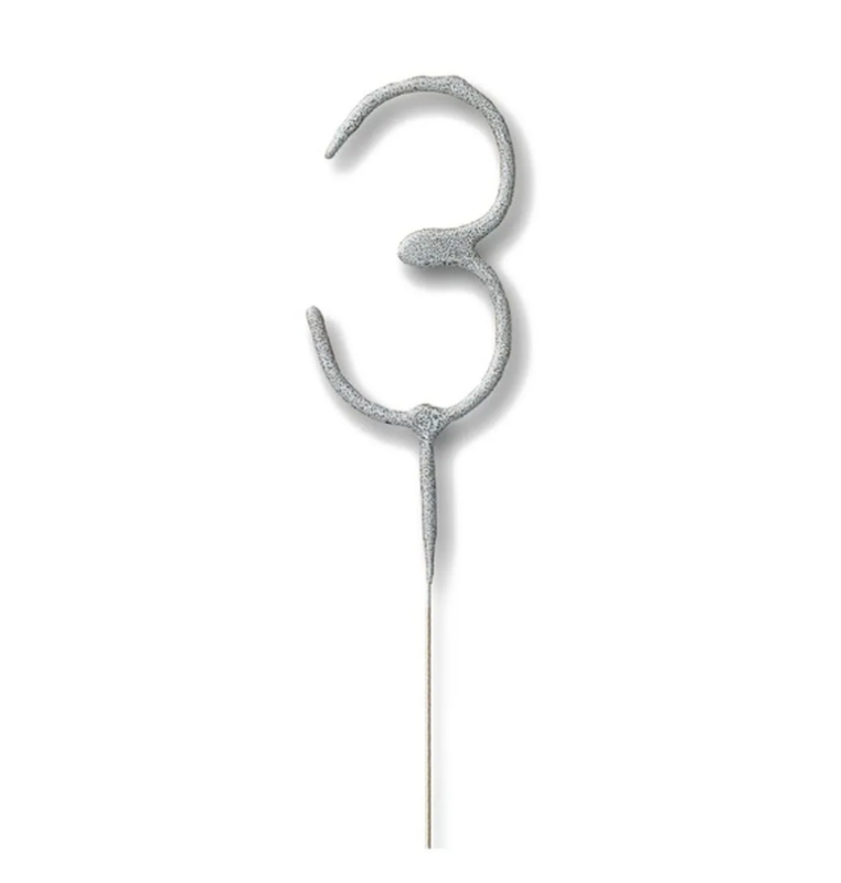 Morrisons Cake Candle Sparkler Number 3 Silver