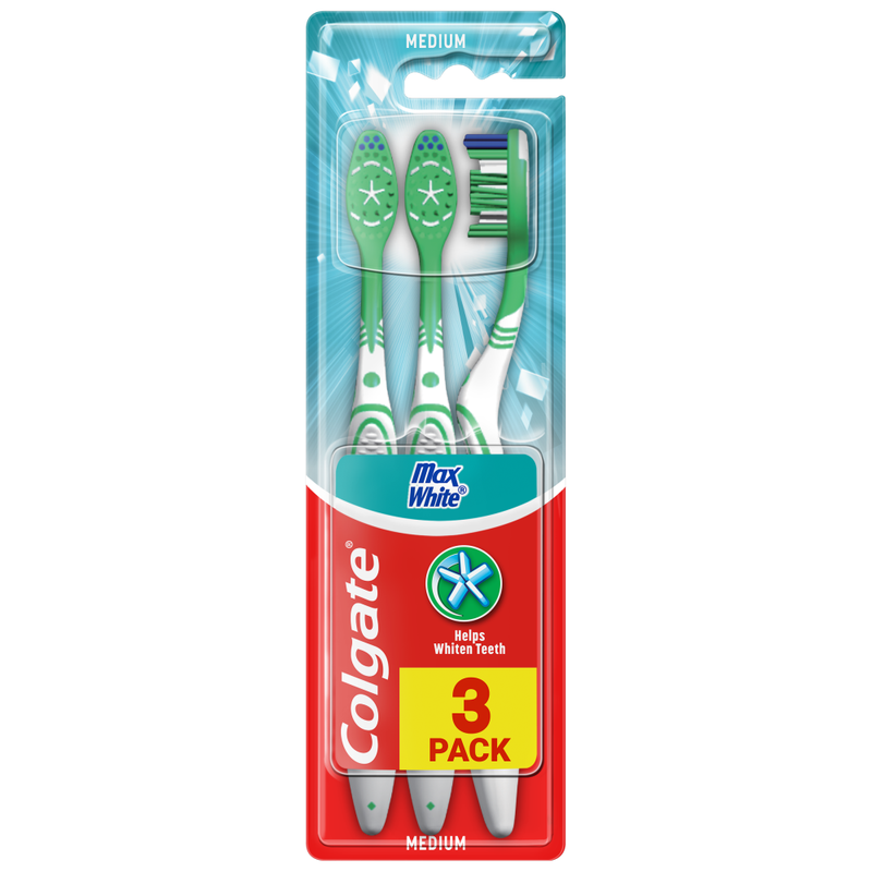 Colgate Max White Medium Manual Toothbrush 3 Pieces
