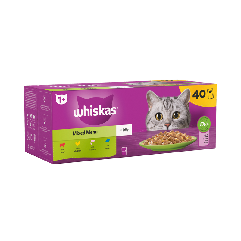 1+ Mixed Menu Adult Wet Cat Food Pouches in Jelly 40 x 85g