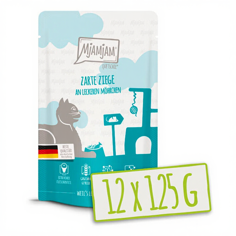 MjAMjAM - Quetschie - Malse geit met smakelijke wortelen 12 x 125 g