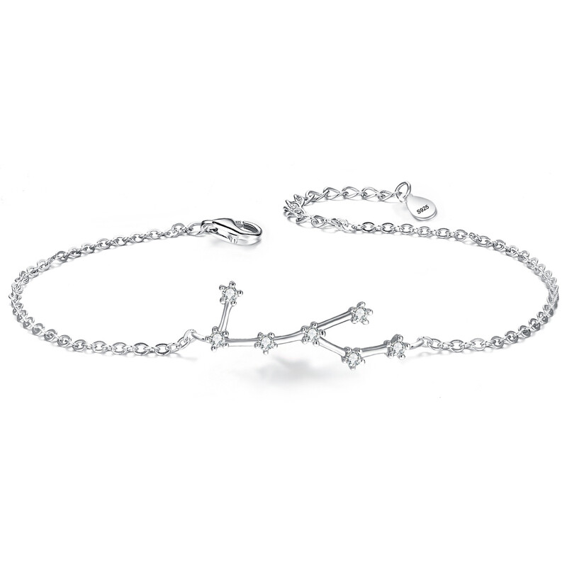 Cubic Zirconia Virgo Zodiac Horoscope Astrology Link Bracelet