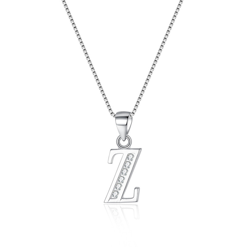Cubic Zirconia Initial Pendant Necklace - Letter Z