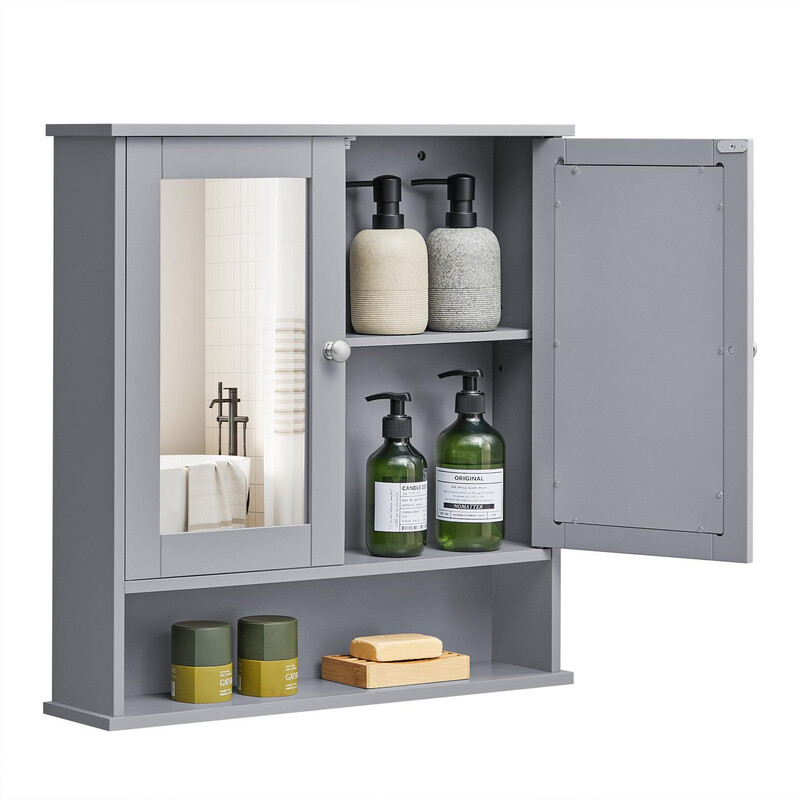 Mirror Cabinet 1 Shelf Dove Grey