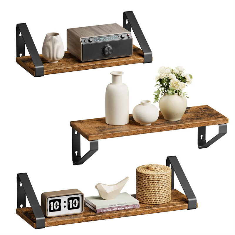 Vasagle Shelves Wall Mounted Rustic Brown/Black 3pcs