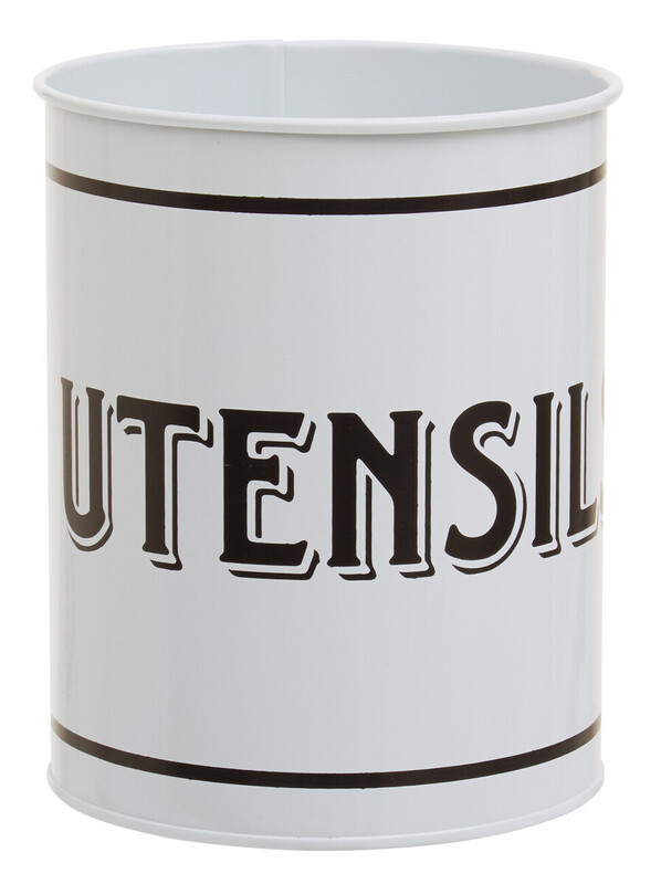 Grocer White Metal Utensil Holder