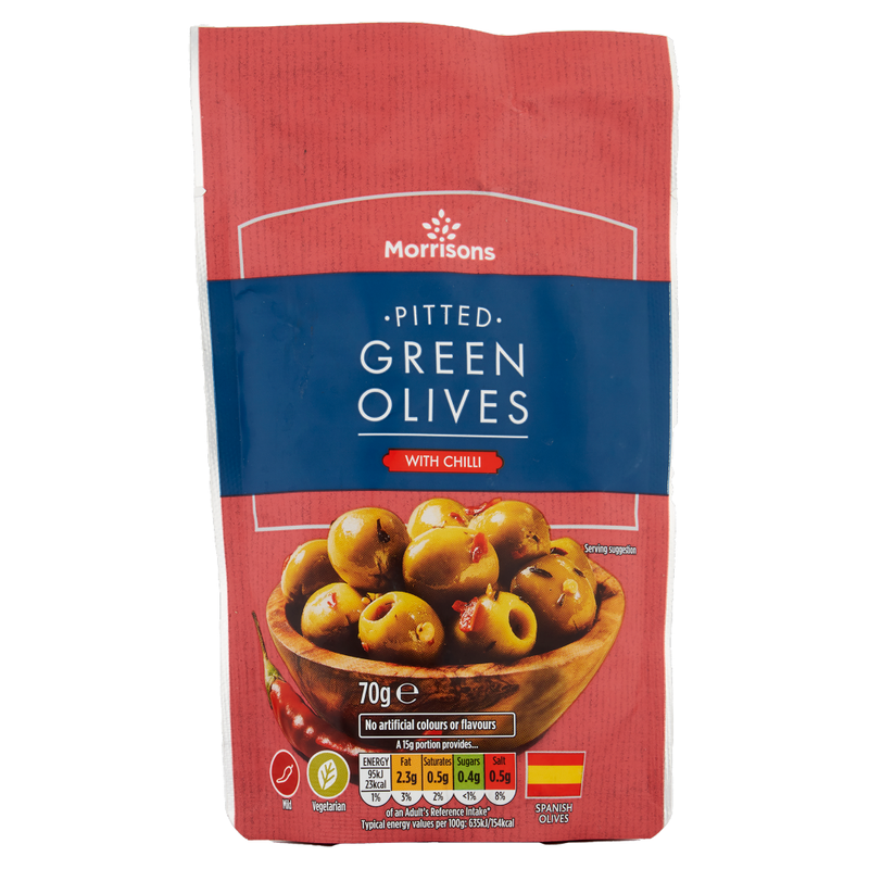 Pitted Green Olives With Chilli 70g