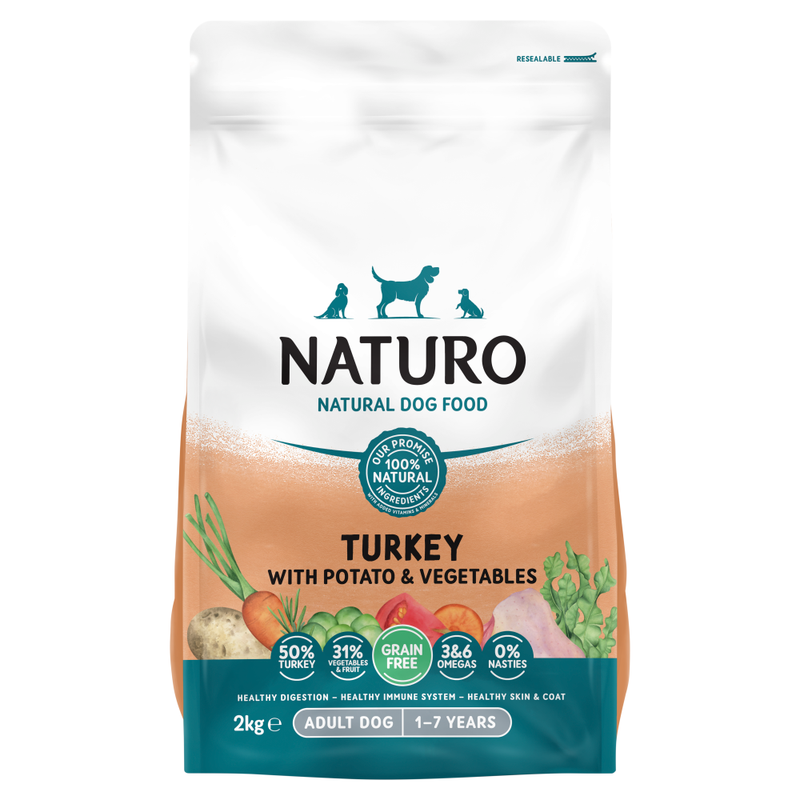 Natural Dog Food Turkey with Potato & Vegetables Adult Dog 1-7 Years 2kg