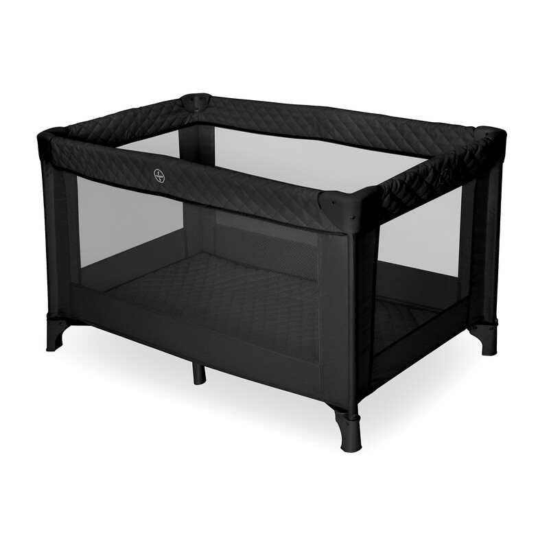 Black Quilted Travel Cot Black Quilted
