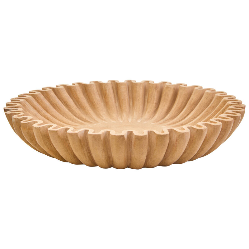 Decorative Bowl Savio Fluted Marble Ochre Large