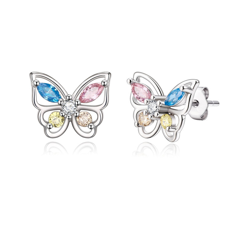 Cubic Zirconia Butterfly Hypoallergenic Stud Earrings