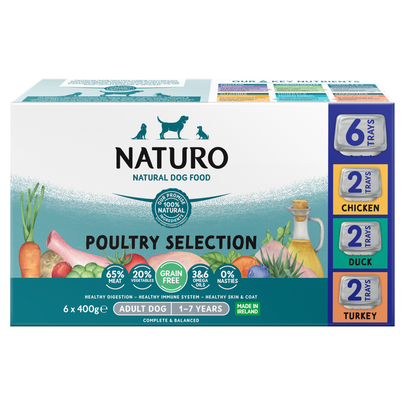 Natural Dog Food Poultry Selection Adult Dog 1-7 Years 6 x 400g