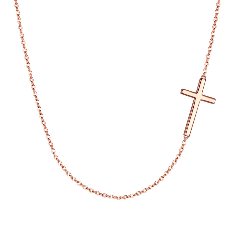 Simple Tiny Sideways Cross Choker Necklace