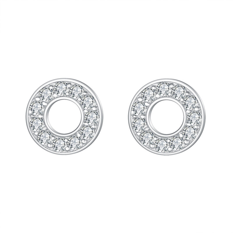 Pave Cubic Zirconia Initial Letter O Stud Earrings Clear