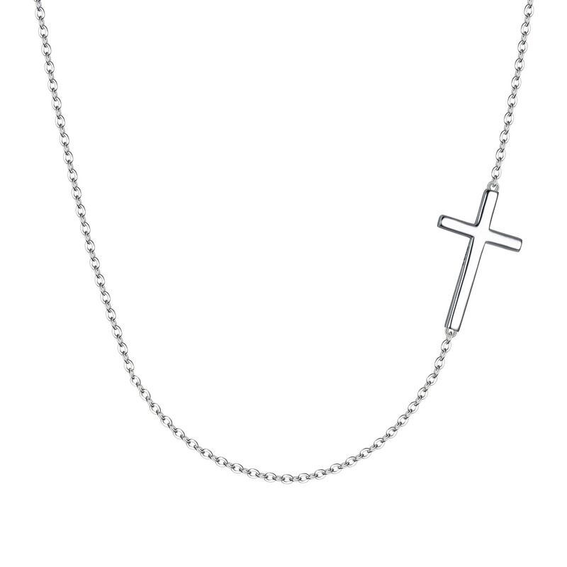 Simple Tiny Dainty Sideways Cross Choker Necklace