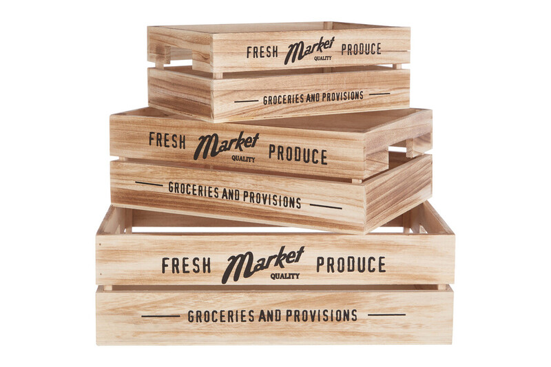 Set of 3 Rustic Provisions Natural Crates